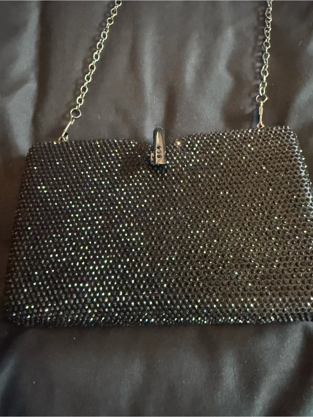 Black Crystal Evening Chain Clutch